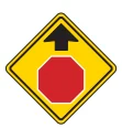 Road sign: A stop sign is ahead.