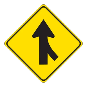 Road sign: Merging traffic.