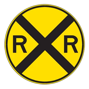 Road sign: Railroad crossing.