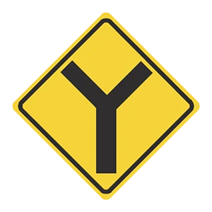 Road sign: Drivers must bear either right or left.