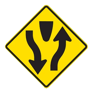 Road sign: Divided highway ahead.