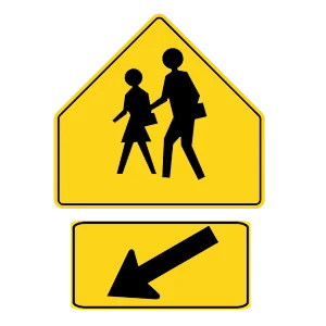 Road sign: Watch for children and be ready to stop.