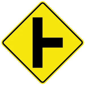 Road sign: A road joins from the right.