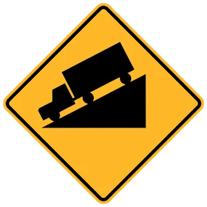 Road sign: Hill ahead.