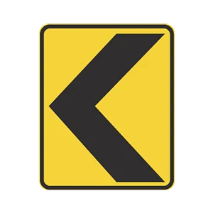 Road sign: Change in direction or narrowing of roadway.