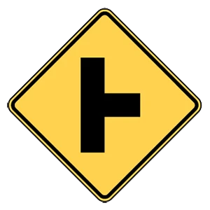 Road sign: A side road intersects ahead.