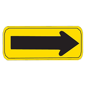 Road sign: The road ahead changes direction at an extreme angle.