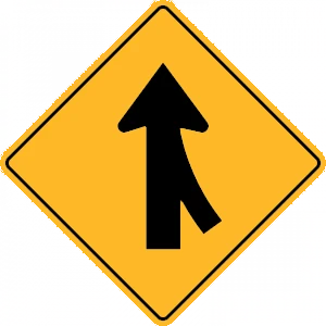 Road sign: Merging traffic from the right.