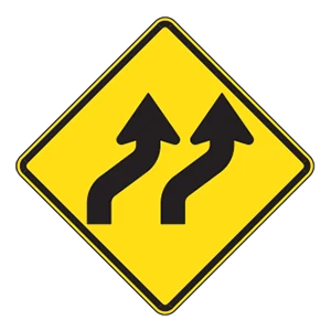 Road sign: Lane shifting.