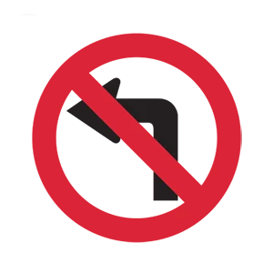 Road sign: No left turn can be made here.