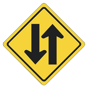 Road sign: Two-way traffic.