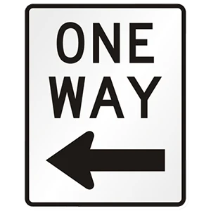 Road sign: Drive only in the direction of the arrow.