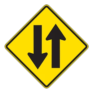 Road sign: Two-way traffic.