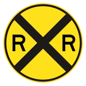 Road sign: Are approaching a railroad crossing and should prepare to stop.