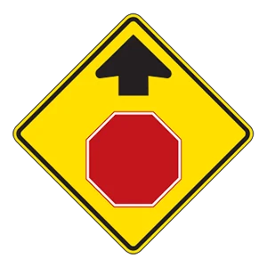 Road sign: Stop ahead.