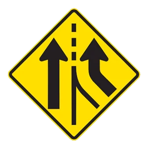 Road sign: Added lane.