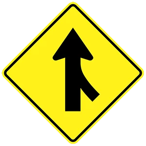 Road sign: Merge.