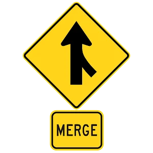 Road sign: Merge.