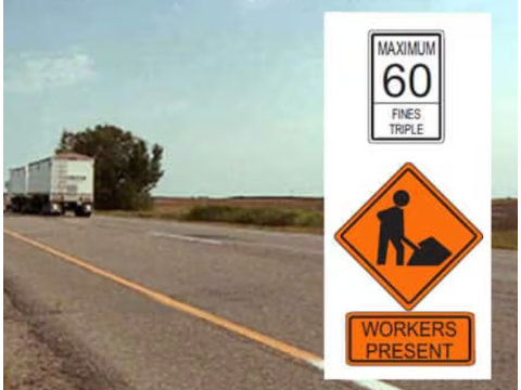 Speed limits in a construction zone must be observed:
