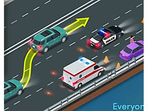 當超越一輛已開啓警燈的停靠緊急車輛（警車、救護車、拖車）且無法變道時，你必須減速至的最高速度是多少？